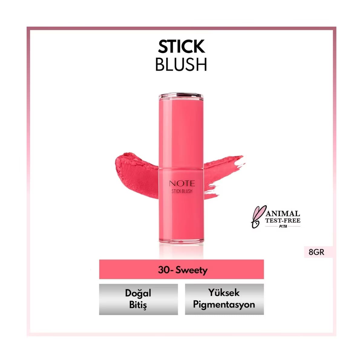 Note Stick Blush Nemlendirici Yumuşak Stick Allık 30 Sweety - Gratis
