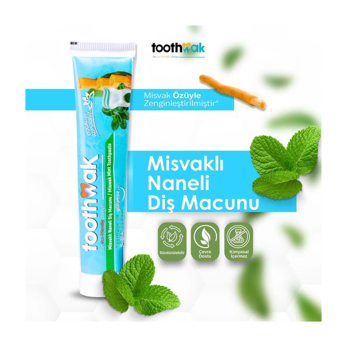 Toothwak Misvaklı Naneli Diş Macunu 75 ml - Gratis