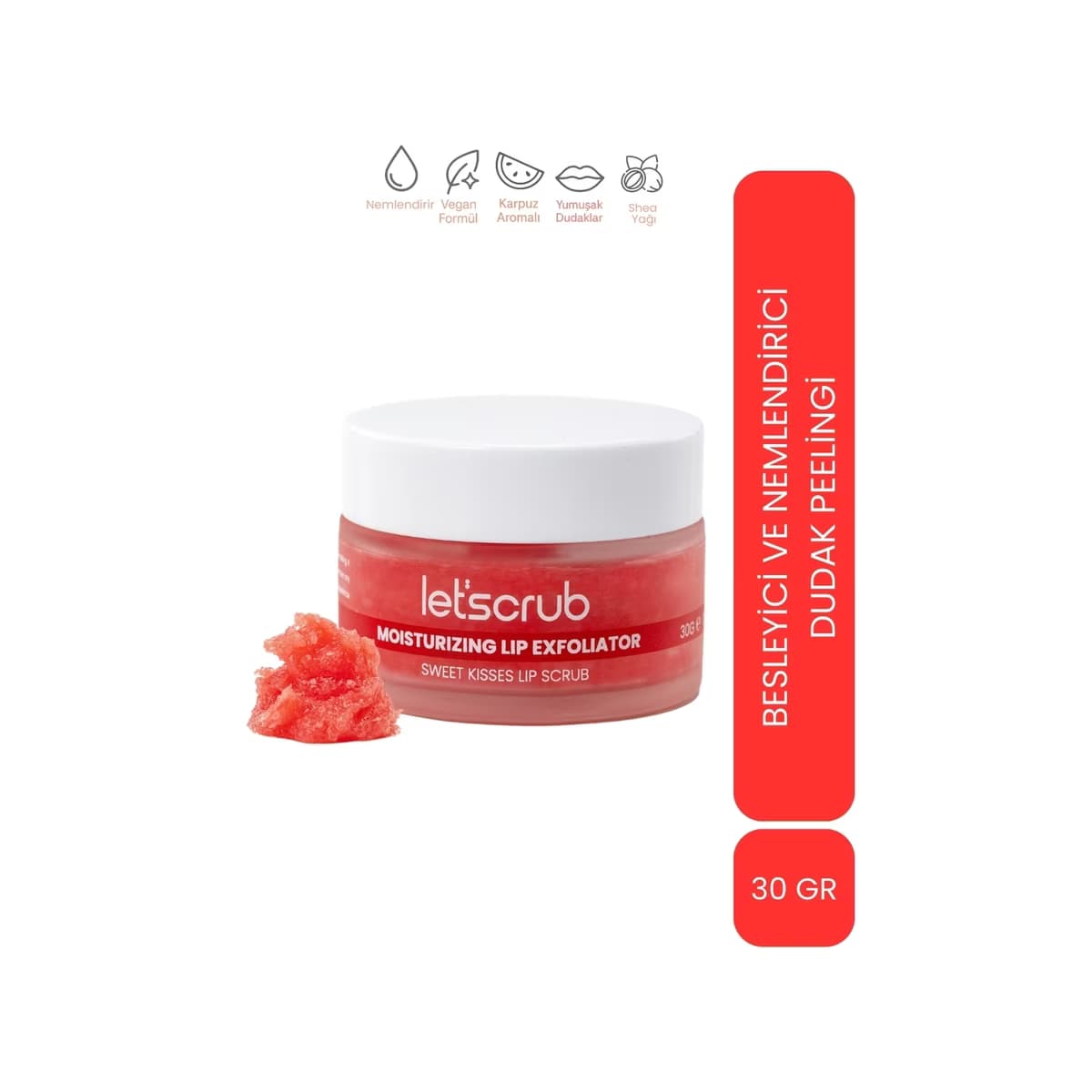 Let'scrub Moisturizing Lip Exfoliator Sweet Kisses Besleyici ve Nemlendirici Dudak Peelingi 30 gr - Gratis