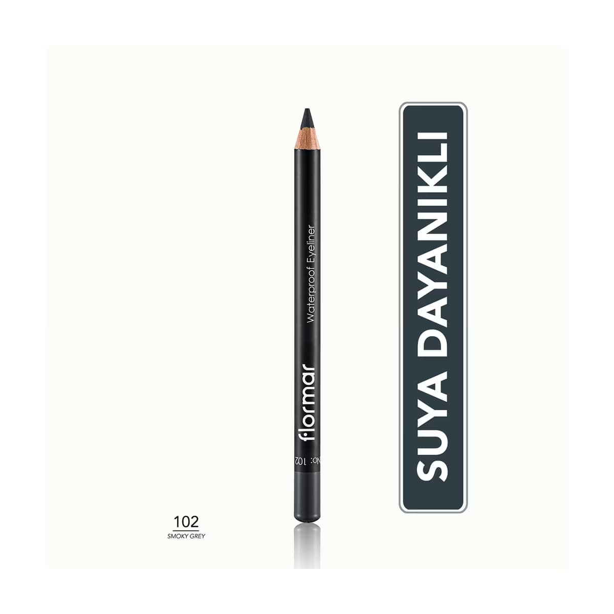 Flormar Suya Dayanıklı ve Yoğun Pigmentli Mat Göz Kalemi 102 Smoky Grey - Gratis