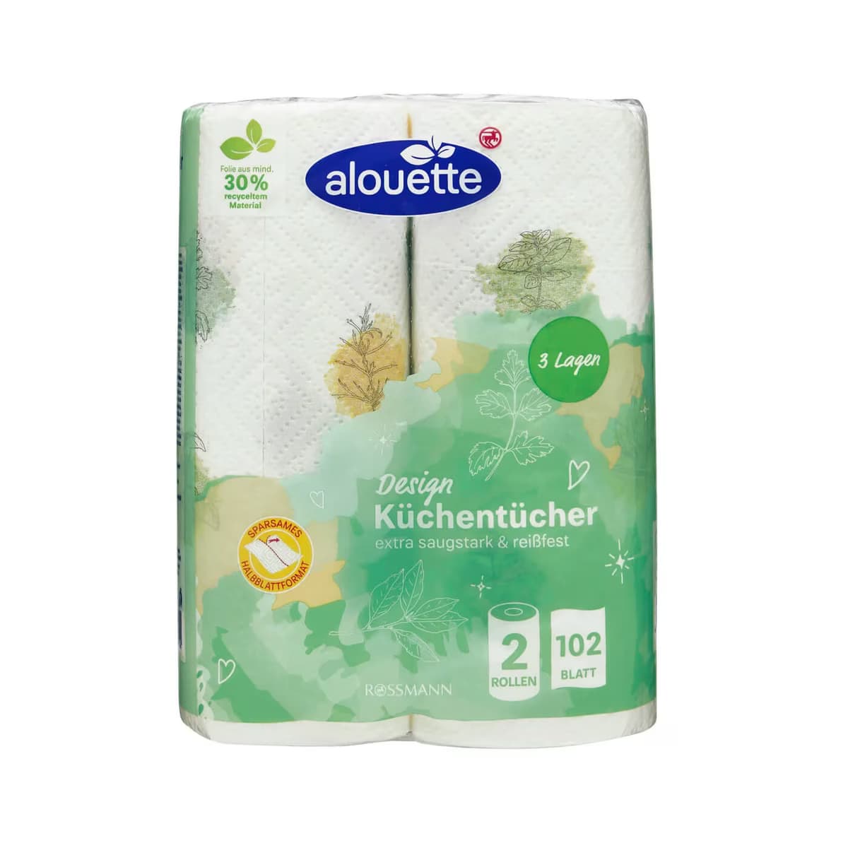 Alouette Kağıt Havlu Motifli 3 Katlı 2 Rulo 102 Yaprak