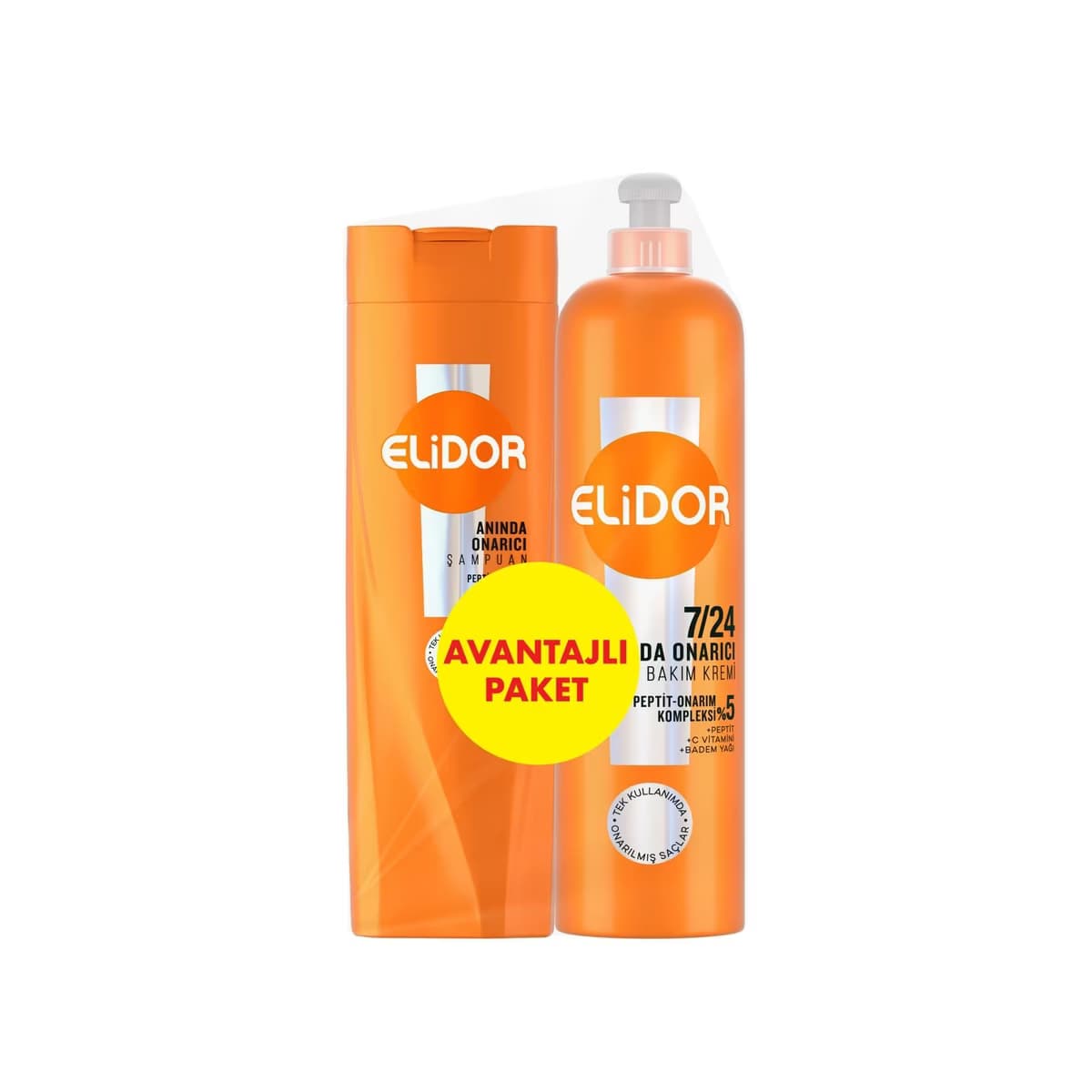 Elidor Onarıcı Saç Bakım Seti (Saç Bakım Kremi 240 ml + Şampuan 200 ml) - Gratis