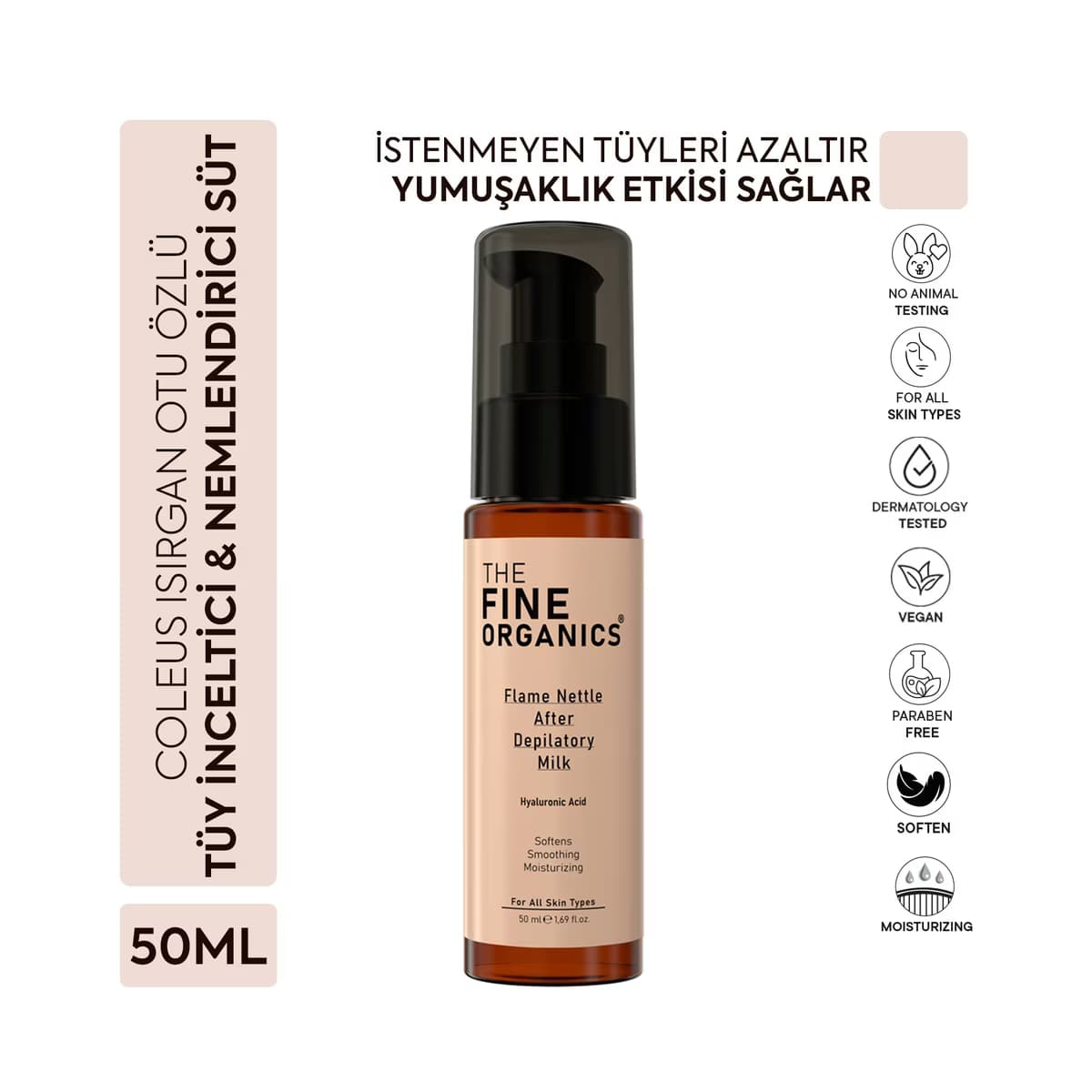 The Fine Organics Isırgan Otu Özlü Tüy İnceltici ve Nemlendirici Vücut Bakım Sütü 50 ml - Gratis