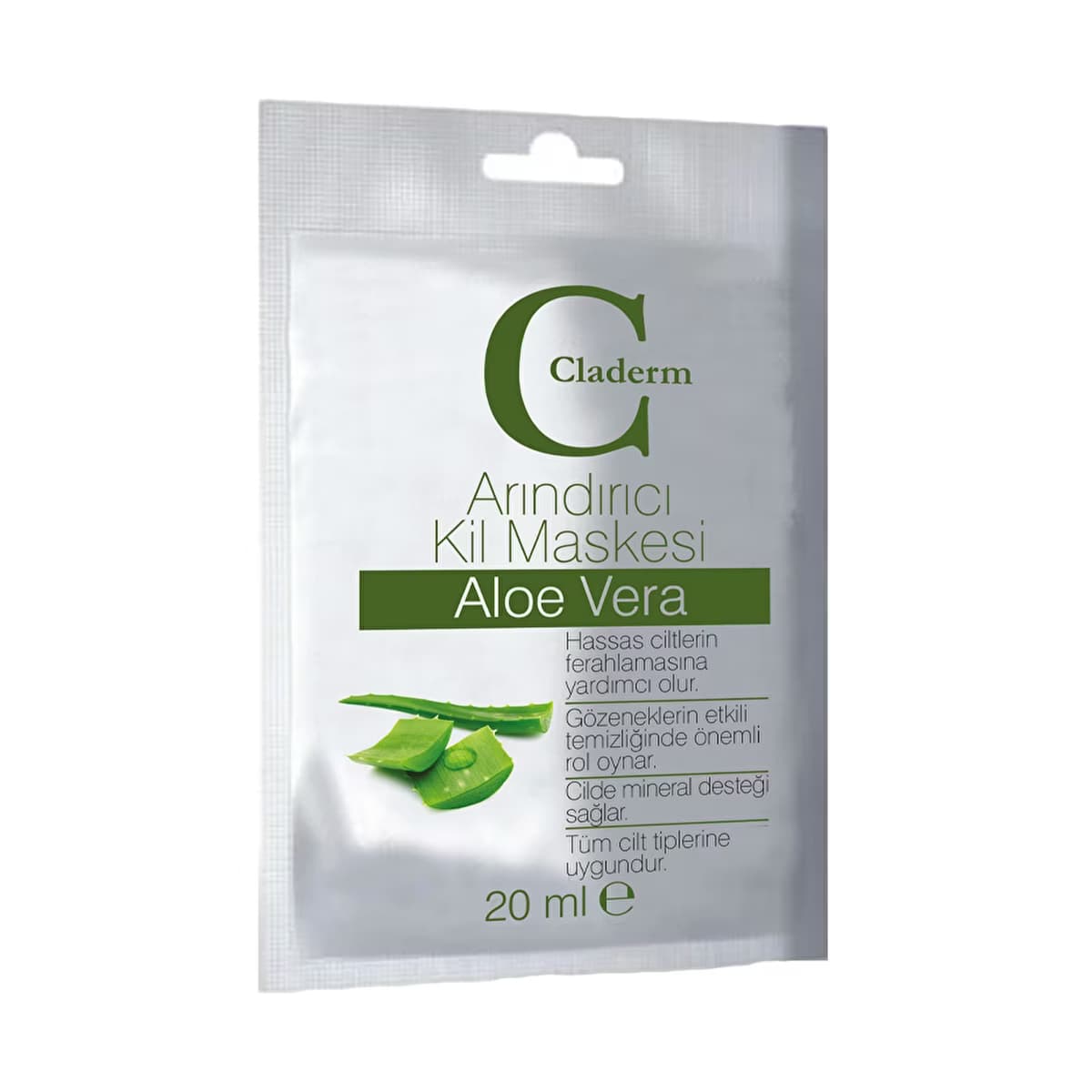 Claderm Arındırıcı Kil Maskesi Aloe Vera 20 ml - Gratis