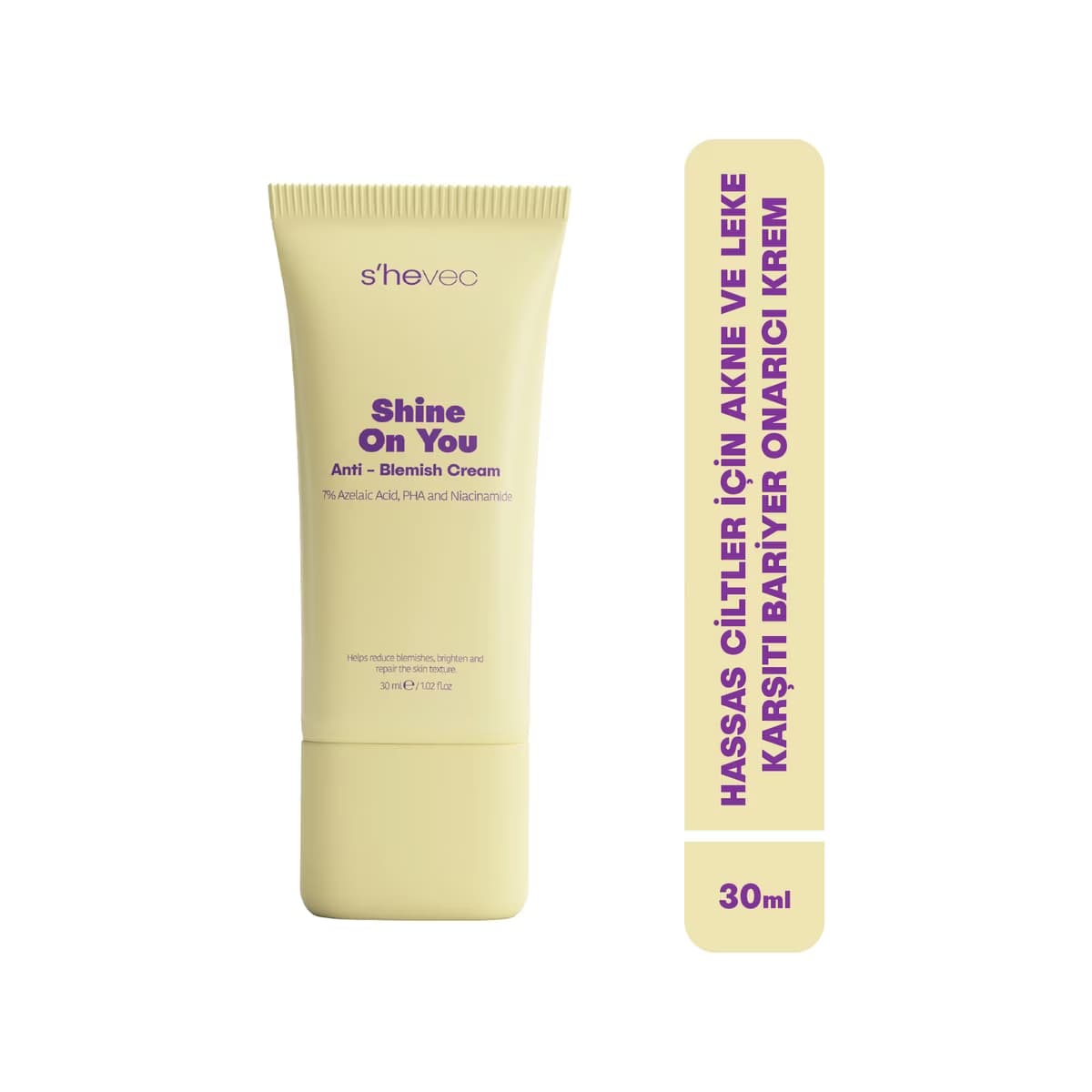 She Vec Shine On You Hassas Ciltler İçin Akne ve Leke Karşıtı Bariyer Koruyucu Yüz Kremi 30 ml - Gratis