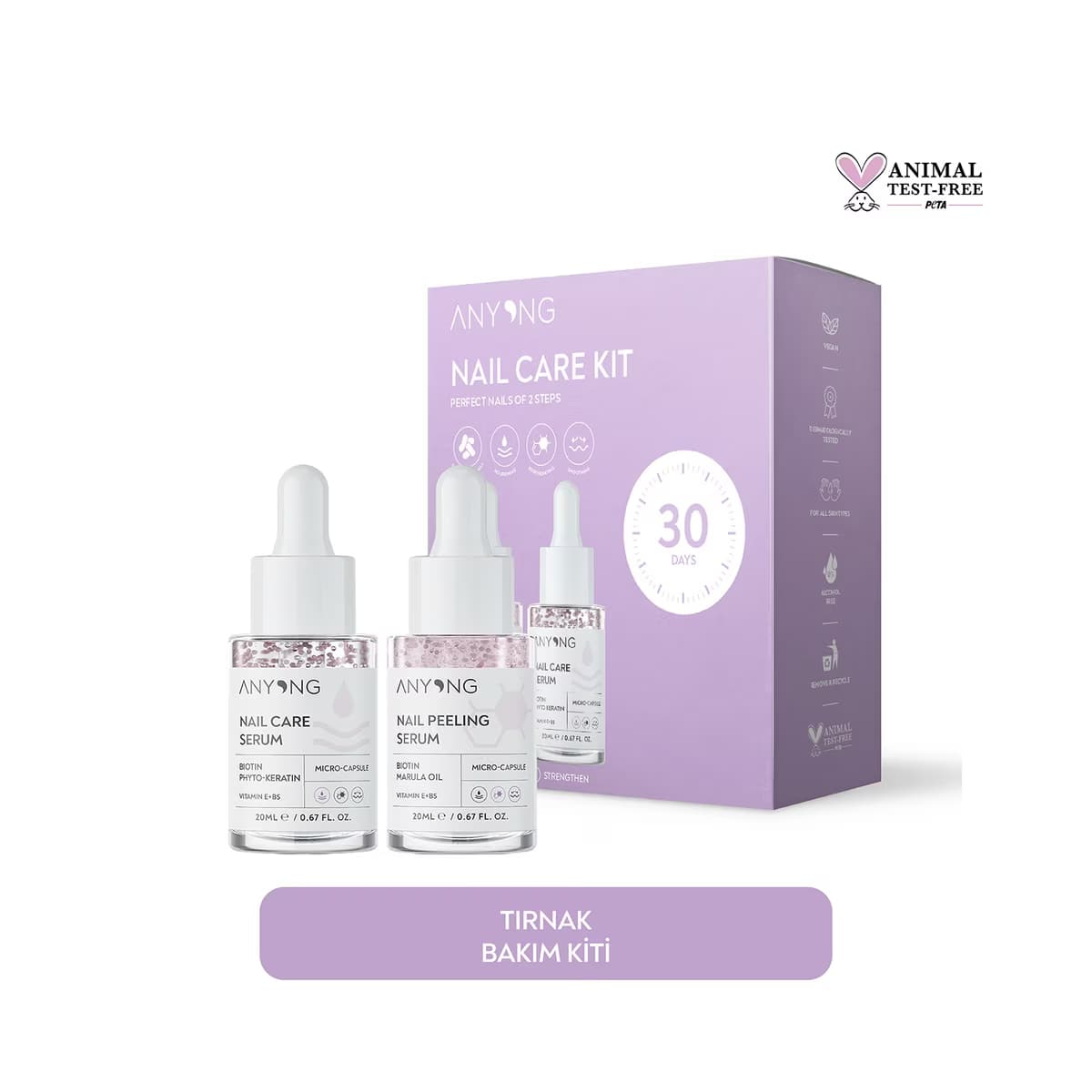Anyong Tırnak Bakım Seti (Bakım Serumu 20 ml + Peeling Serumu 20 ml) - Gratis