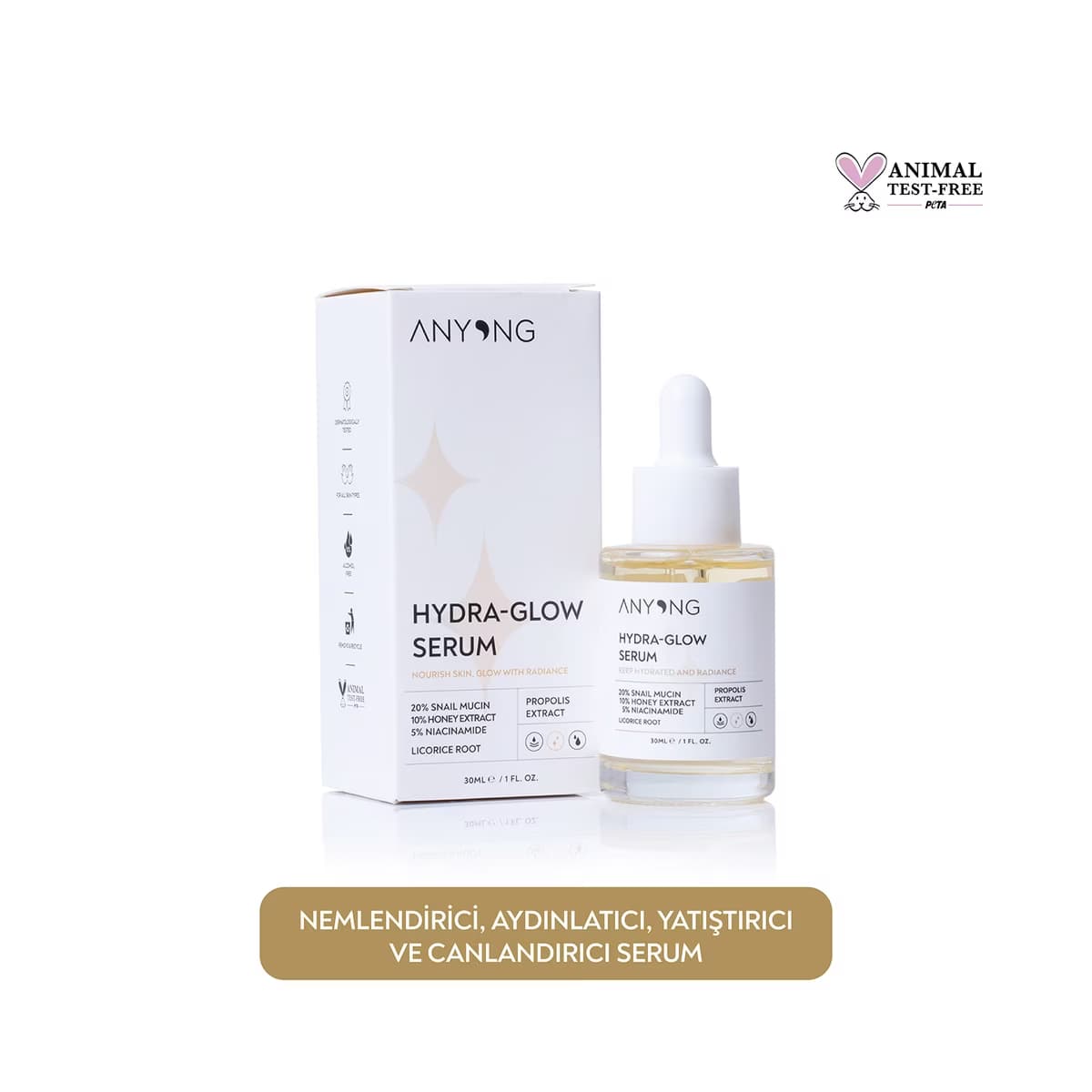 Anyong Nemlendirici Işıltı Yüz Serumu 30 ml - Gratis