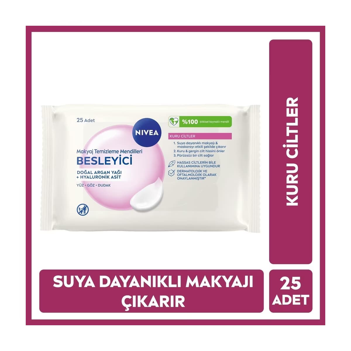 Nivea Besleyici Makyaj Temizleme Mendili 25 Adet (Yüz, Göz ve Kuru Ciltler İçin) - Gratis