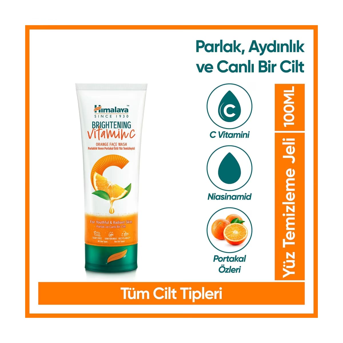 Himalaya Parlaklık Veren Vitamin C Portakal Özlü Yüz Temizleyici 100 ml - Gratis