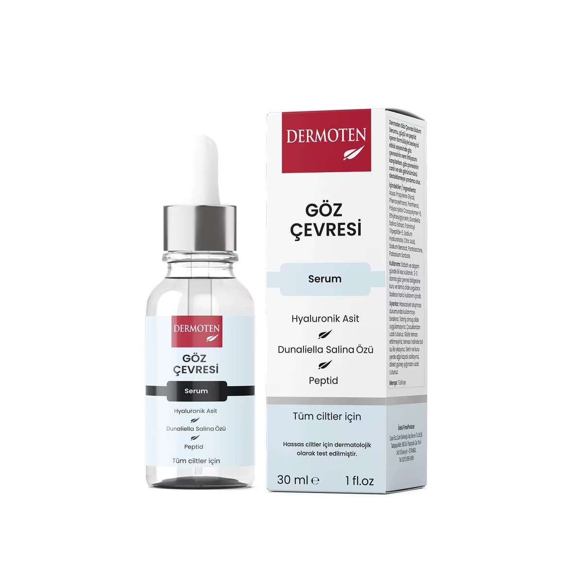 Dermoten Hyalüronik Asit ve Dunaliella Salina Özlü Göz Çevresi Göz Altı Serumu 30 ml - Gratis