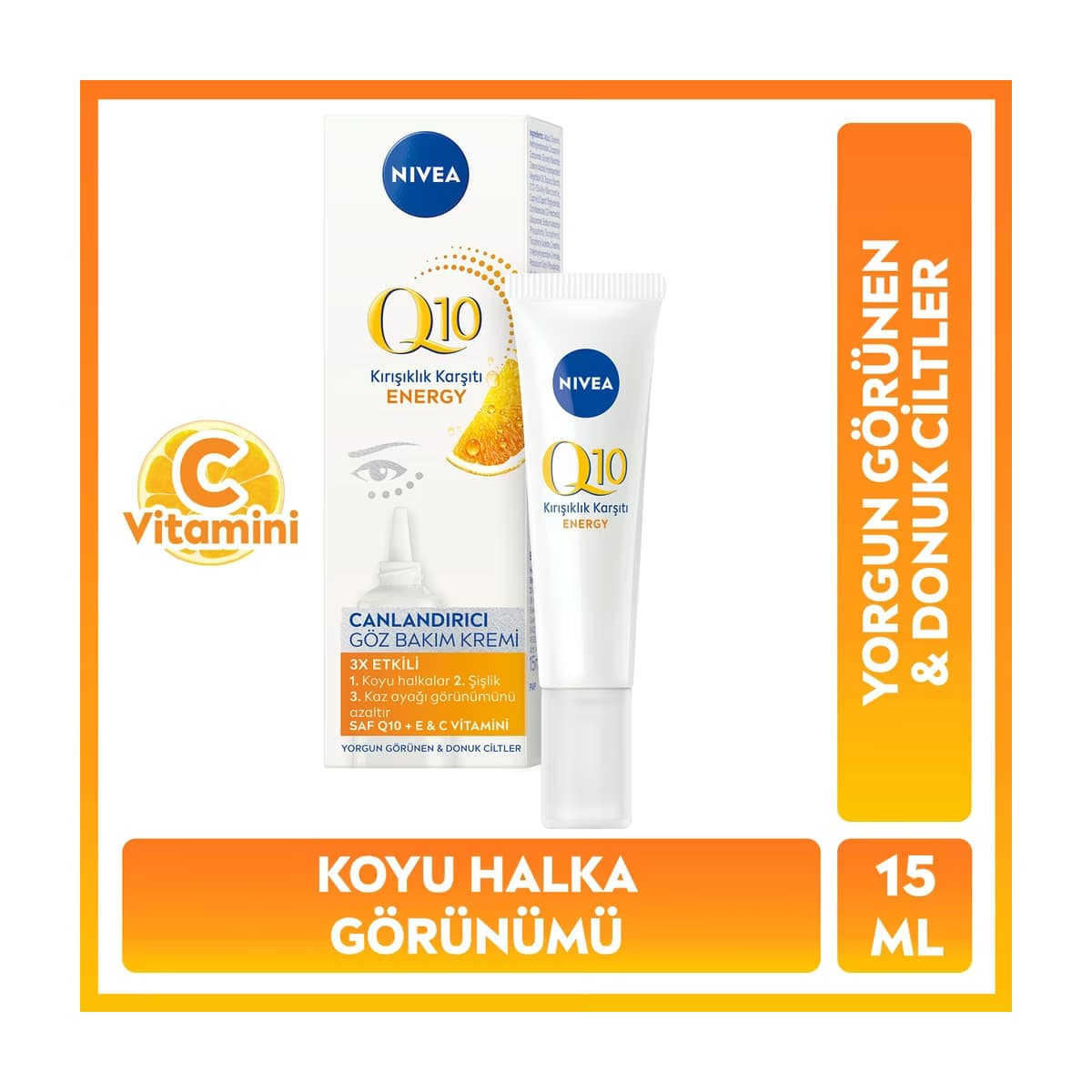 Nivea Q10 Energy C Vitamini Canlandırıcı Göz Bakım Kremi 15 ml - Gratis