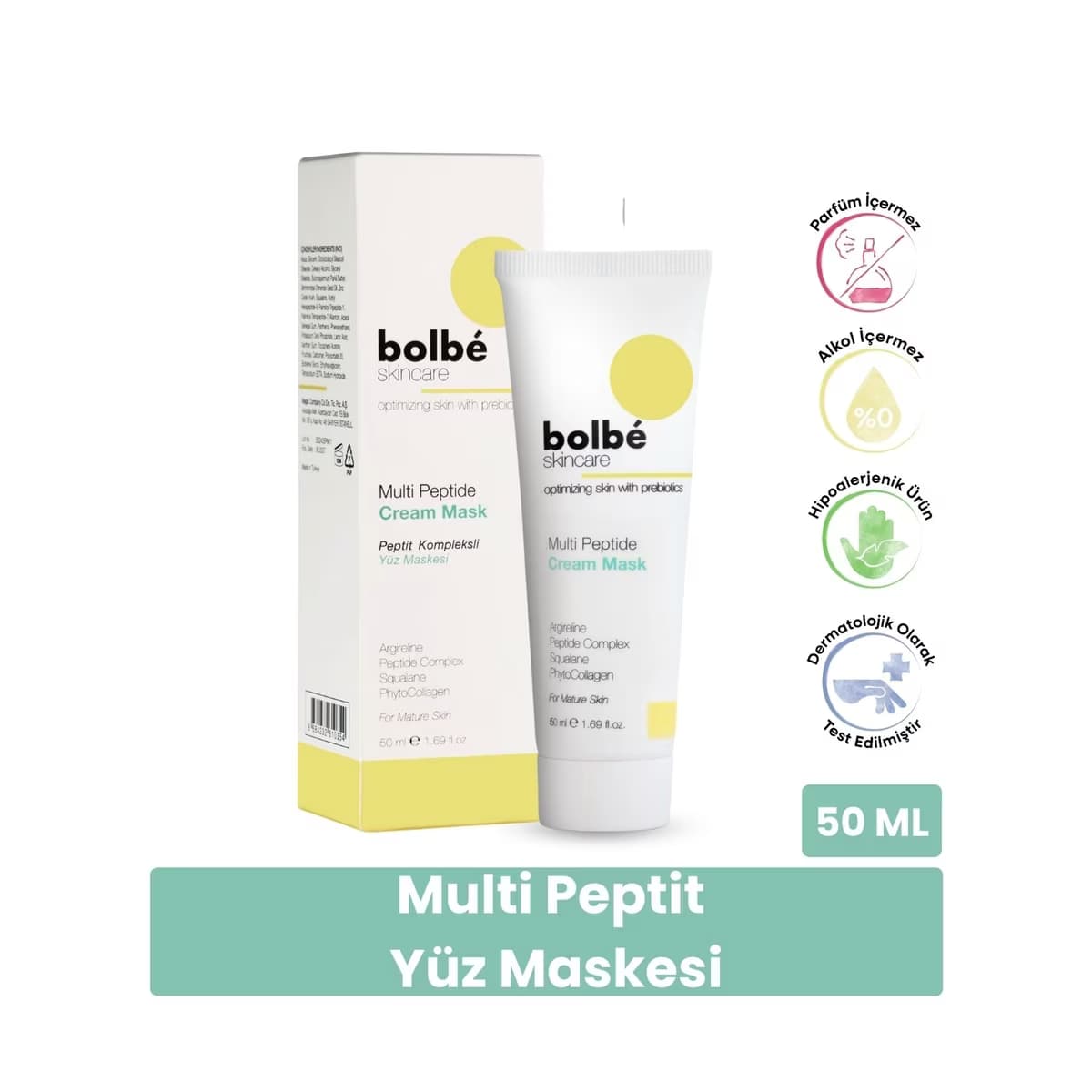Bolbe Dolgunlaştırıcı, Onarıcı ve Elastikiyet Arttırıcı Multi Peptit Kompleksli Krem Yüz Maskesi 50 ml - Gratis