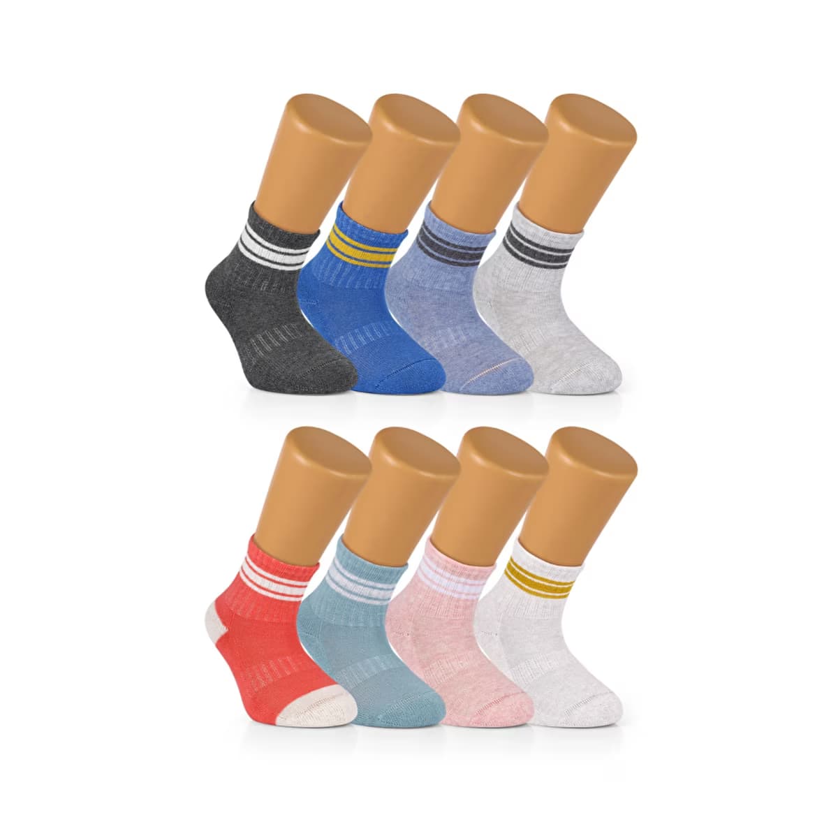 Ozzy Socks Çocuk 8'li Pamuklu Bebek Çocuk Çizgili Soket Çorap 3/5 Yaş - Gratis