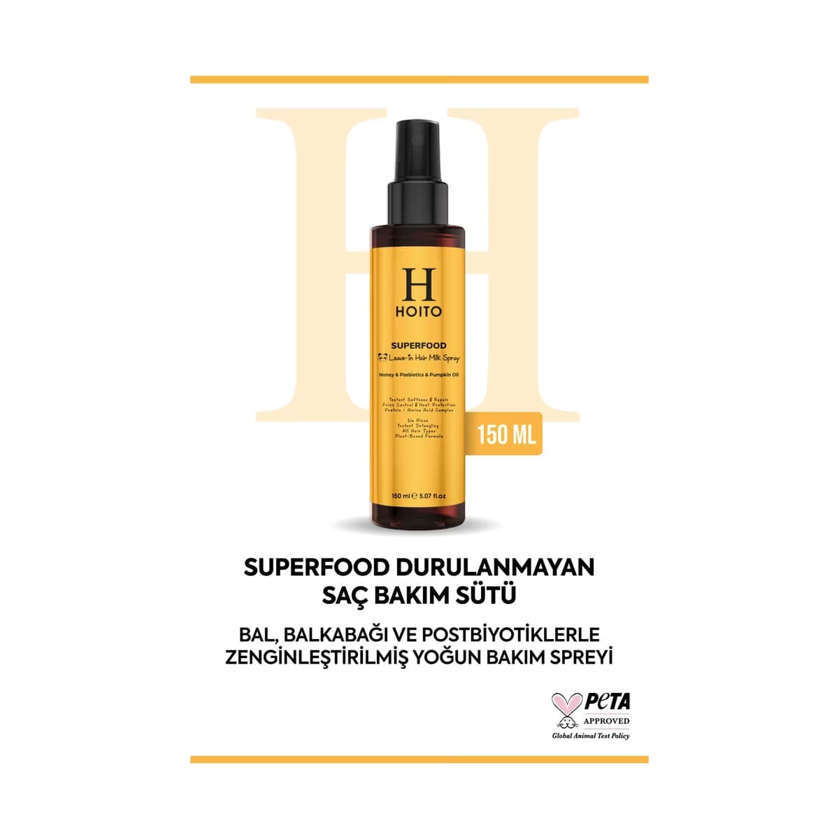 Hoito Superfood Bal & Posbiyotik & Bal Kabağı Yağı Durulanmayan Saç Bakım Sütü 150 ml - Gratis