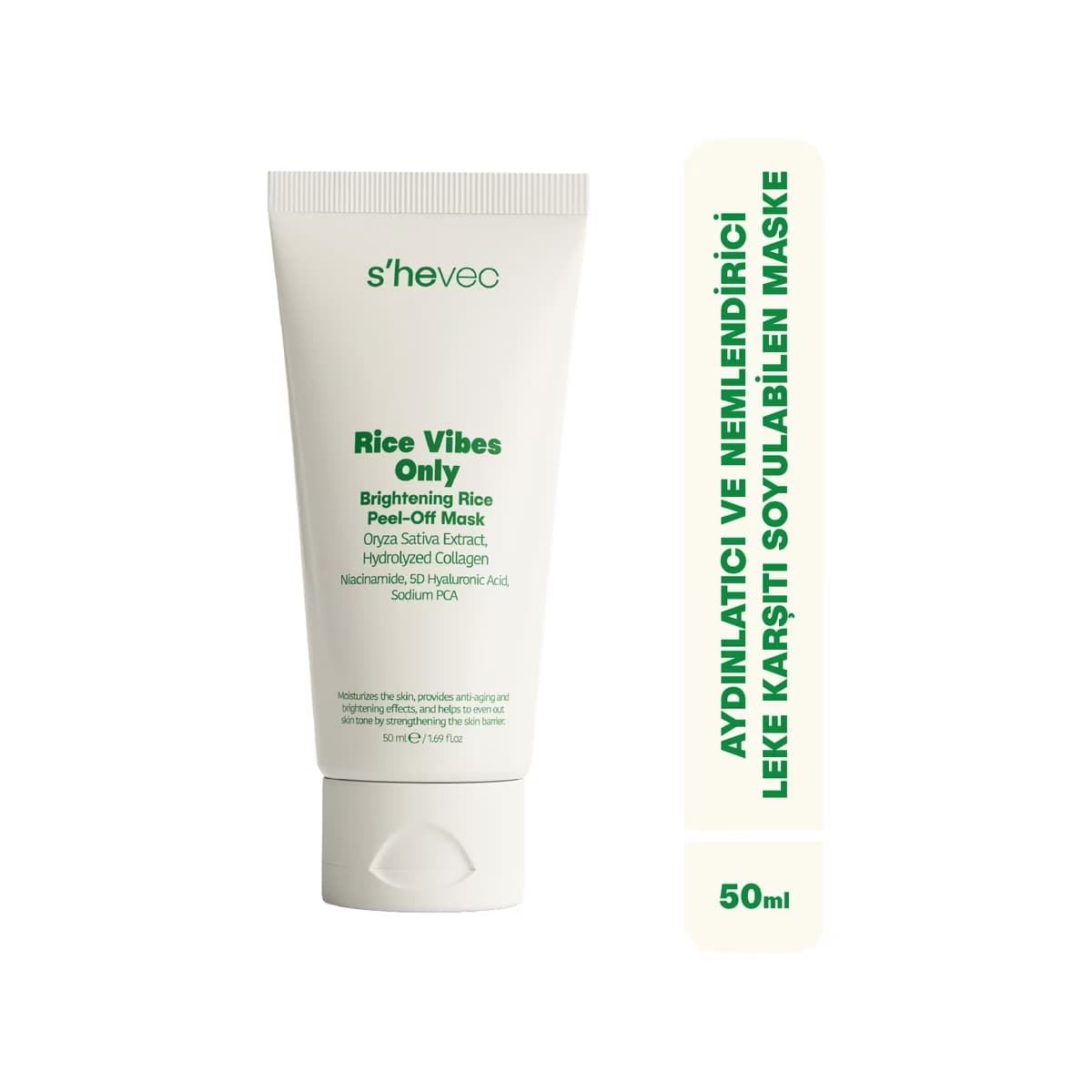 She Vec Rice Vibes Only Aydınlatıcı, Leke Karşıtı ve Nemlendirici Pirinç Yüz Maskesi 50 ml - Gratis