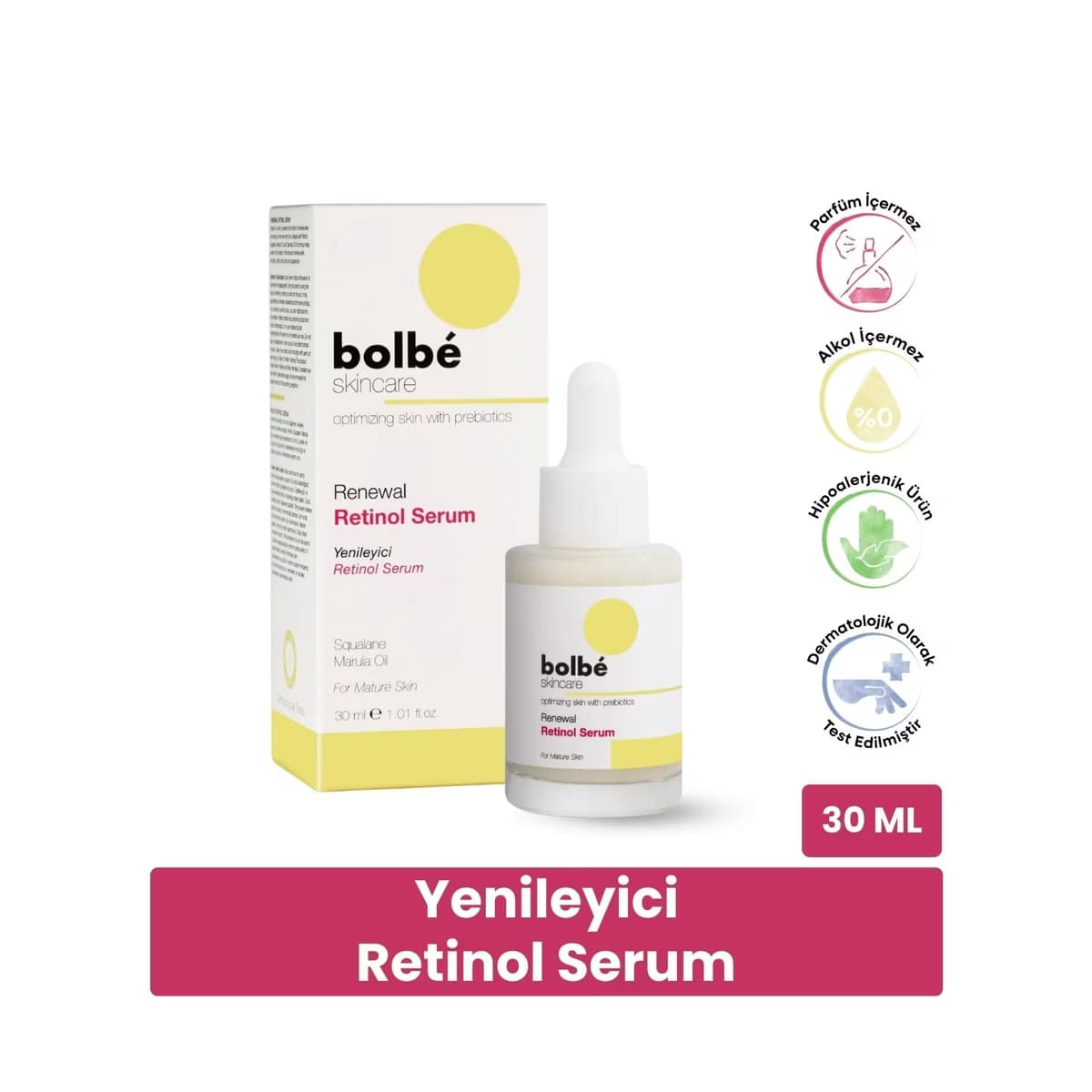 Bolbe Kırışıklık Karşıtı, Sıkılaştırıcı ve Yenileyici Retinol Gece Serumu 30 ml (A Vitamini) - Gratis