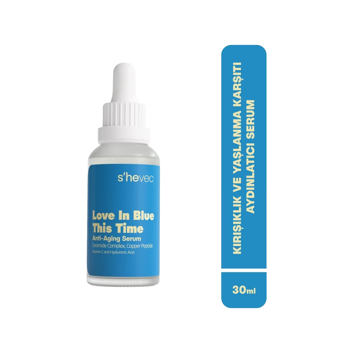 She Vec Love In Blue This Time Kırışıklık ve Yaşlanma Karşıtı Onarıcı ve Aydınlatıcı Yüz Serumu 30 ml - Gratis