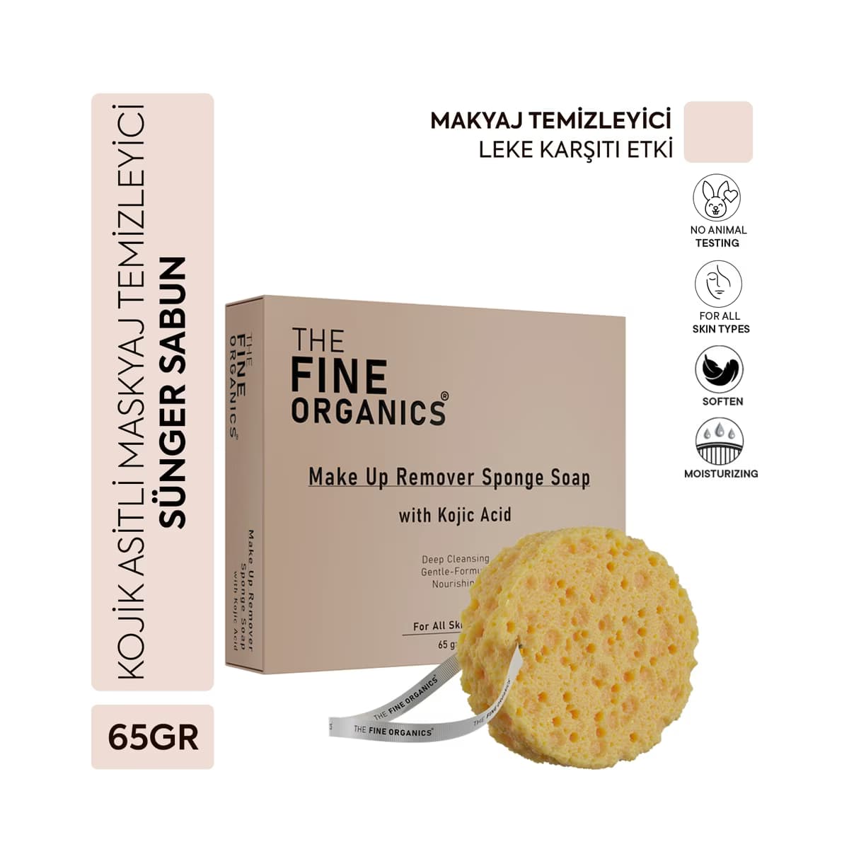 The Fine Organics Kojik Asit İçeren Leke ve Kararma Karşıtı Makyaj Temizleme Sabunu 65 gr - Gratis