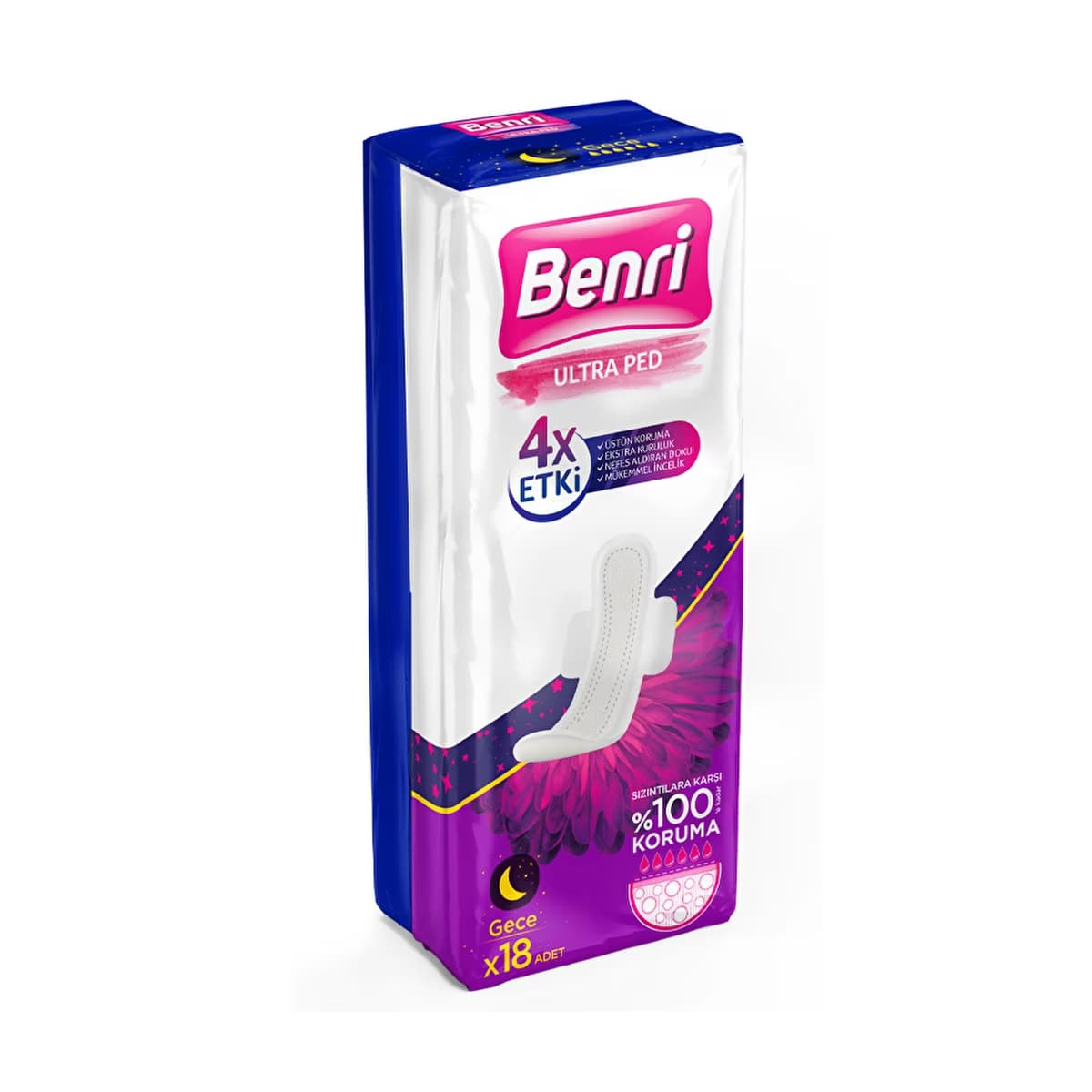 Benri Hijyenik Ped Gece Çoklu 18'li - Gratis