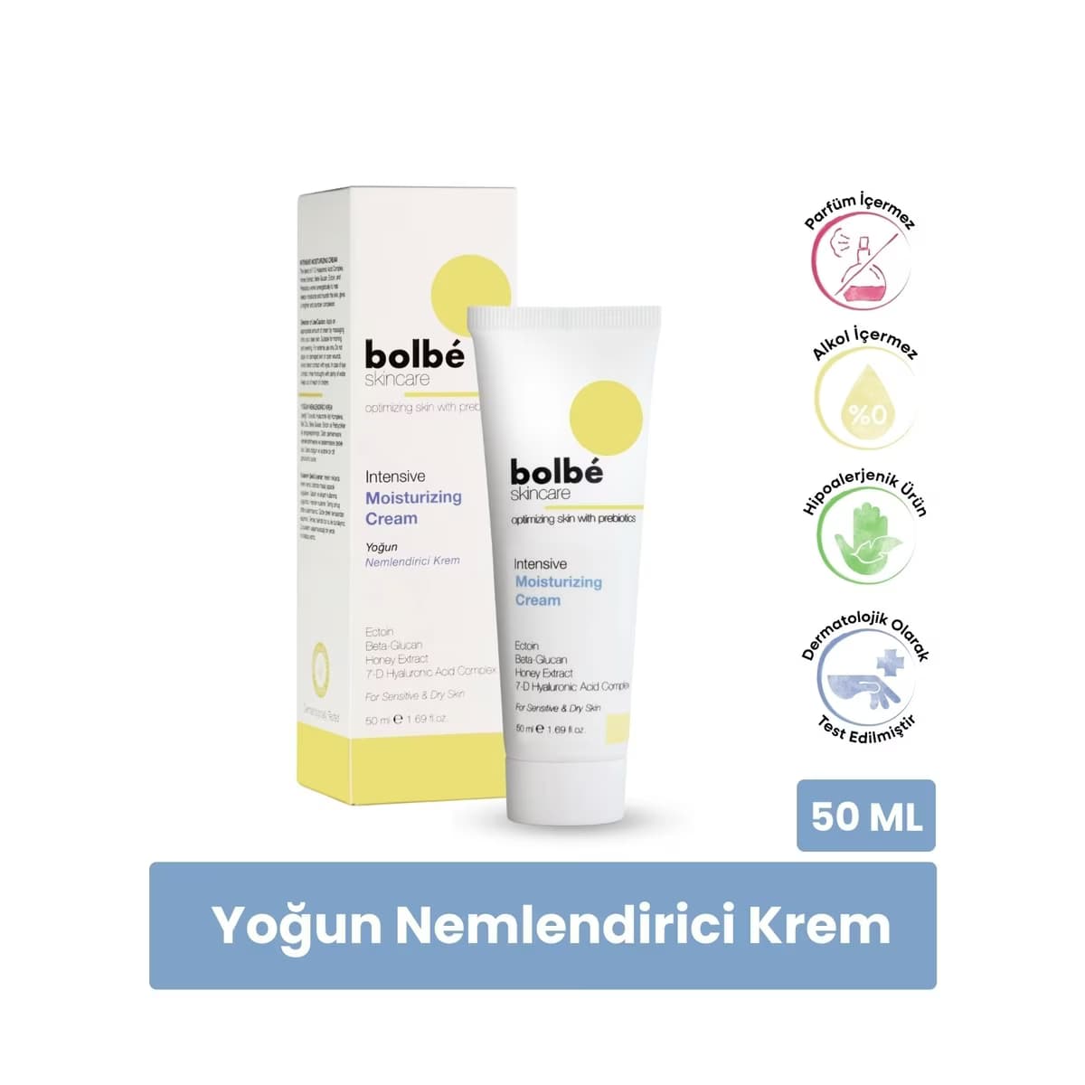 Bolbe Yoğun Nemlendirici, Onarıcı ve Besleyici, Prebiyotikli Yüz Kremi 50 ml (Hyalüronik Asit) - Gratis