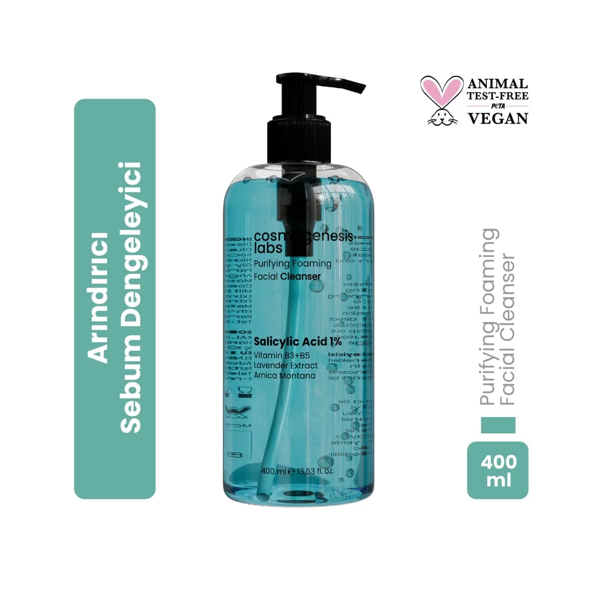 Cosmogenesis Labs Karma ve Yağlı Ciltler İçin Arındırıcı Sebum Dengeleyici Yüz Temizleme Jeli 400 ml - Gratis