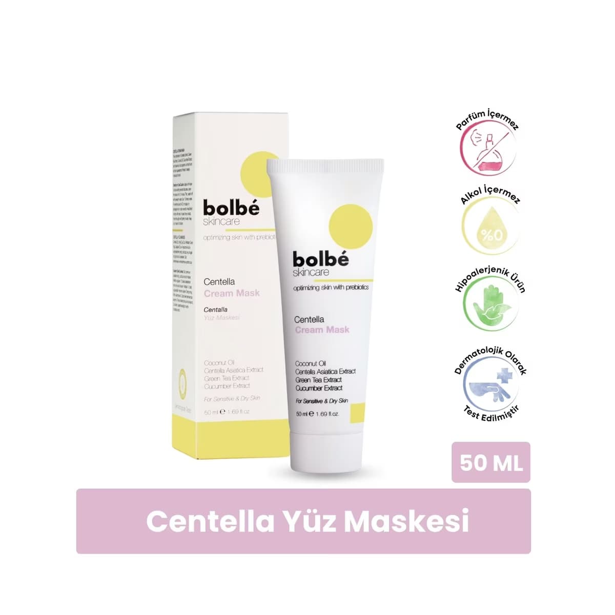 Bolbe Hassas Ciltler İçin Yatıştırıcı, Bariyer Destekleyici Nem Yüz Maskesi 50 ml - Gratis