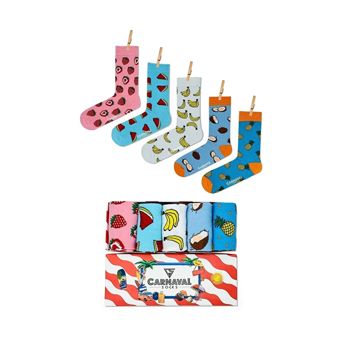 Carnaval Socks 5'li Yaz Meyveleri Desenli Çorap Kutusu - Gratis