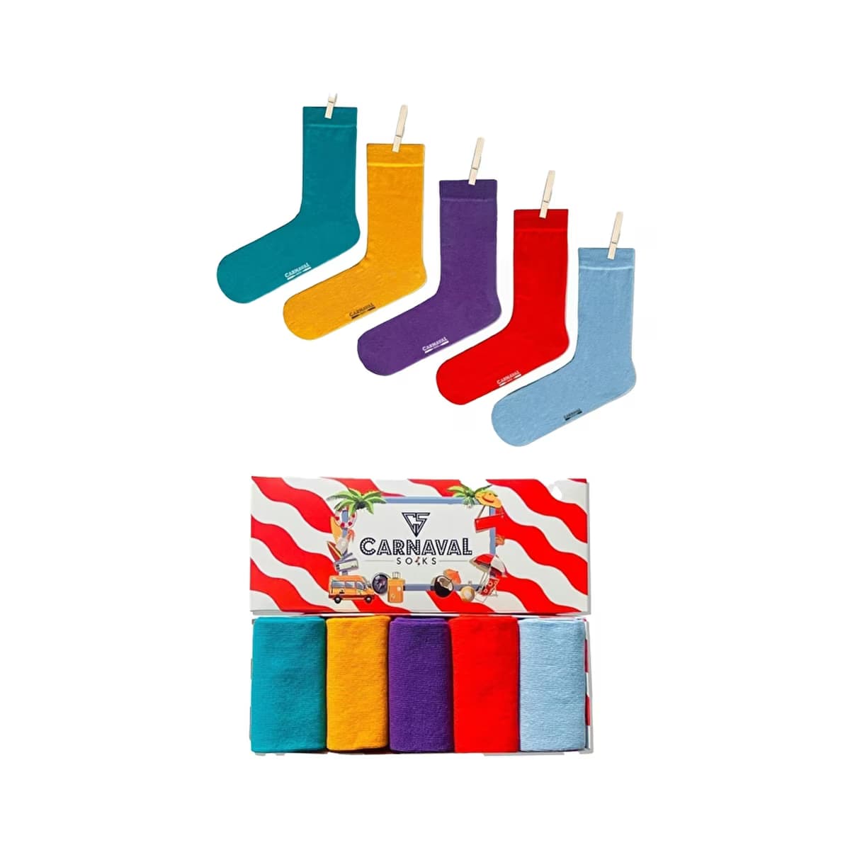 Carnaval Socks 5'li Pastel Renkli Çorap Kutusu - Gratis
