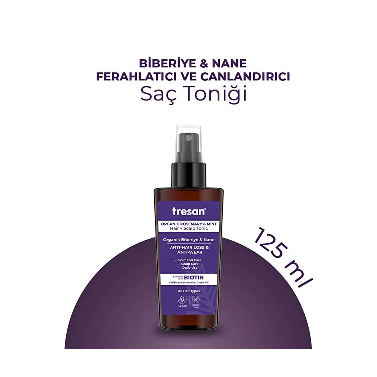 Tresan Organik Biberiye & Nane Dökülme ve Yıpranma Karşıtı Saç Toniği 125 ml - Gratis