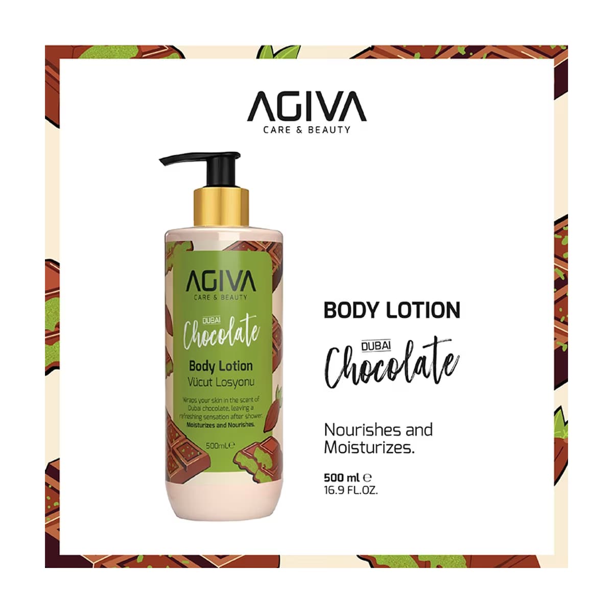 Agiva Care & Beauty Vücut Losyonu Dubai Chocolate 500 ml - Gratis