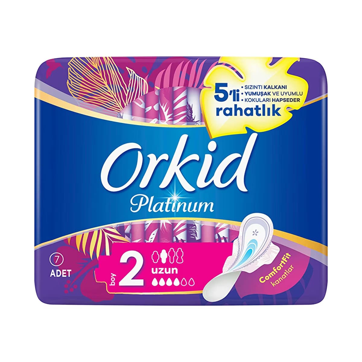 Orkid Platinum Kanatlı Uzun (Boy 2) 7 Adet Hijyenik Ped - Gratis