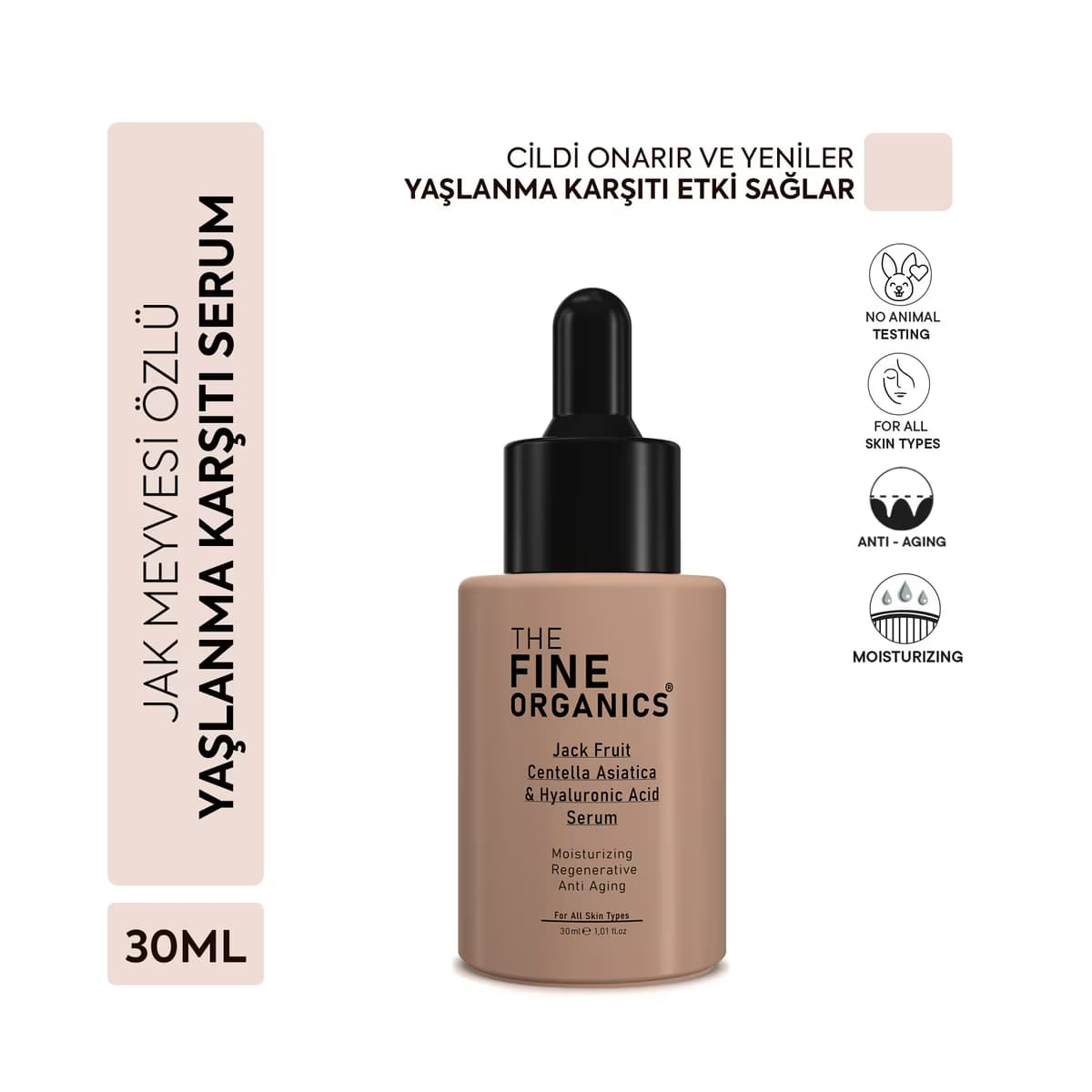 The Fine Organics Jak Meyvesi Özlü Centella Asiatica Hyalüronik Asit Onarıcı, Yatıştırıcı ve Nemlendirici Yüz Serumu 30 ml - Gratis