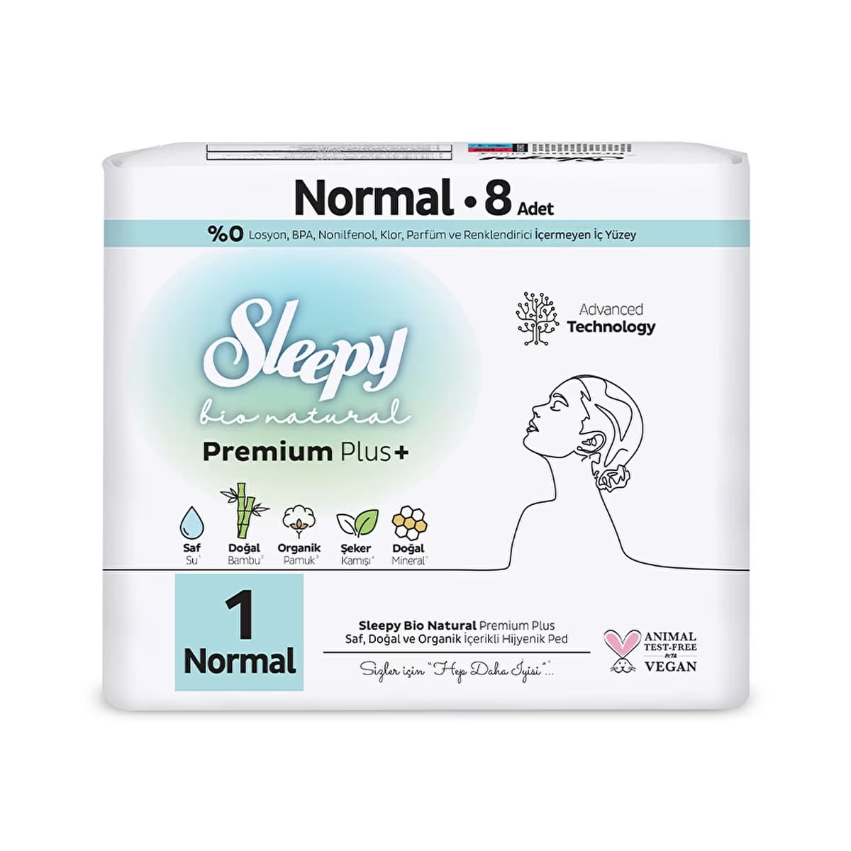 Sleepy Bio Natural 1 Normal Hijyenik Ped 8'li - Gratis