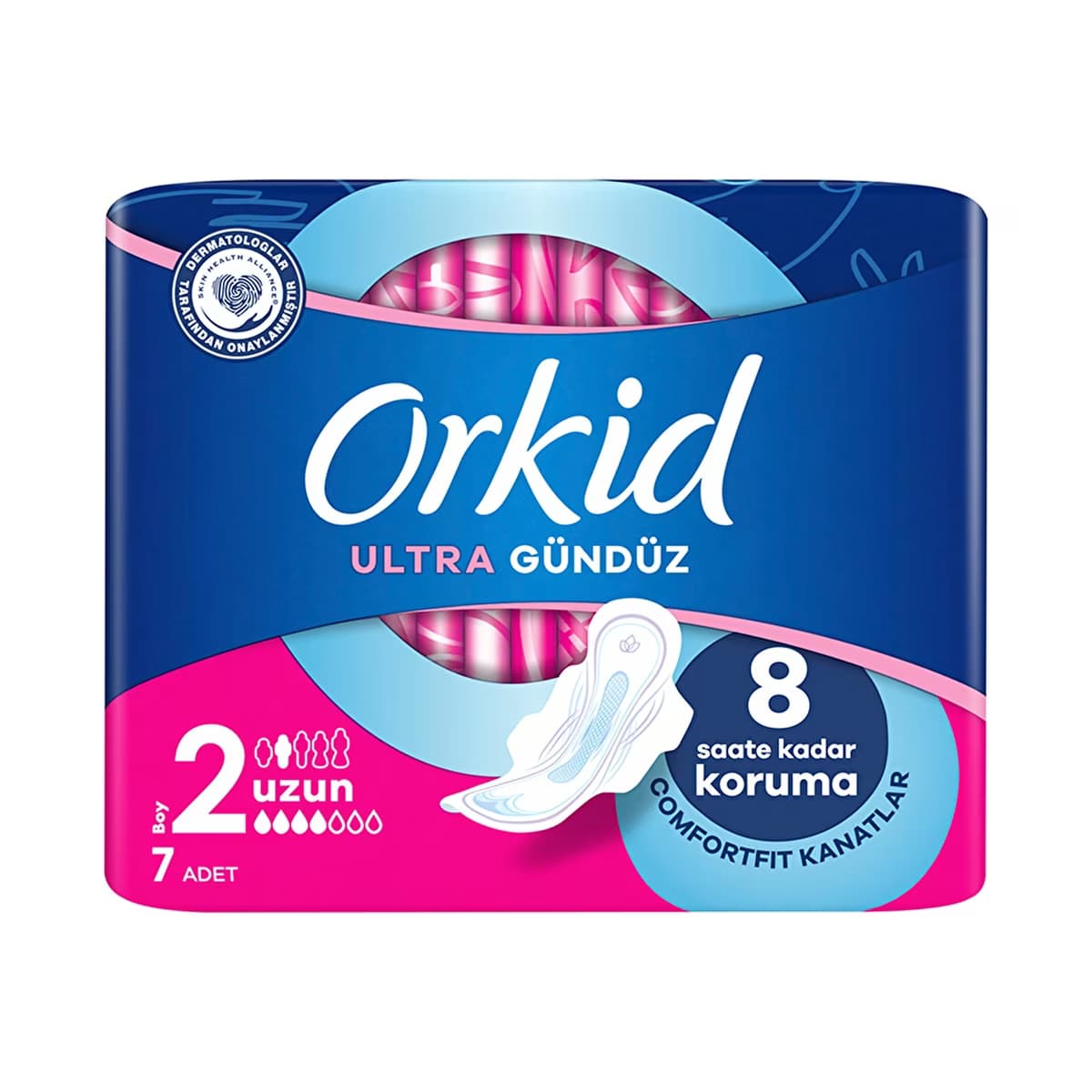 Orkid Ultra Uzun (Boy 2) Kanatlı Hijyenik Ped 7 Ped - Gratis
