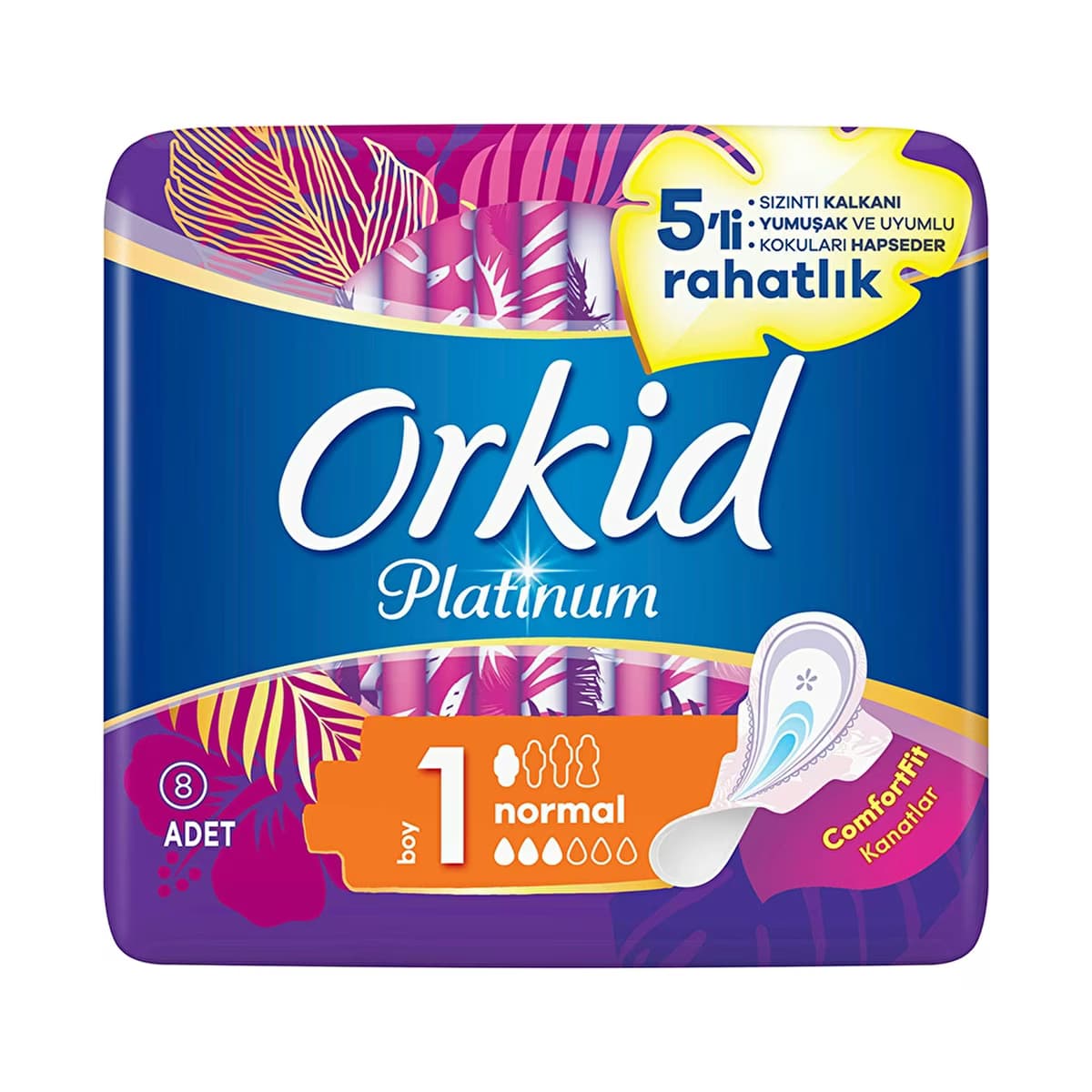 Orkid Platinum Kanatlı Normal (Boy 1) 8 Adet Hijyenik Ped - Gratis