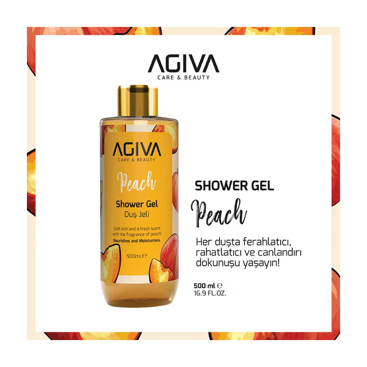 Agiva Care & Beauty Duş Jeli Peach 500 ml - Gratis