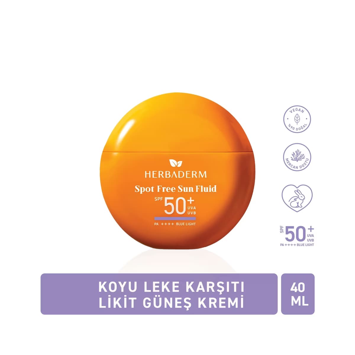 Herbaderm Spot Free Sun Fluid 50+SPF Mat Bitişli Likit Güneş Koruyucu Krem 40 ml - Gratis