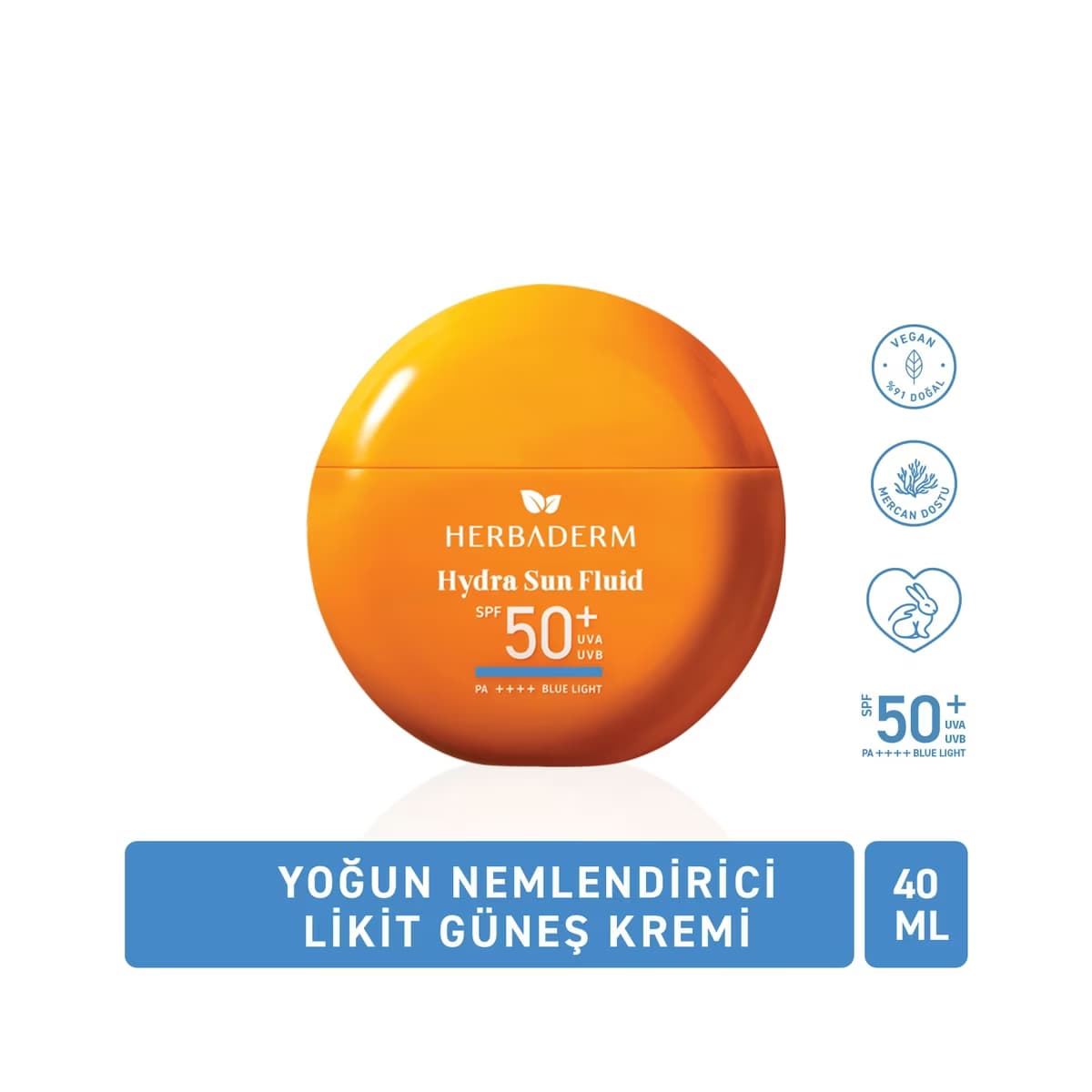 Herbaderm Hydra Sun Fluid 50+SPF Yoğun Nemlendirici Likit Güneş Koruyucu Krem 40 ml - Gratis