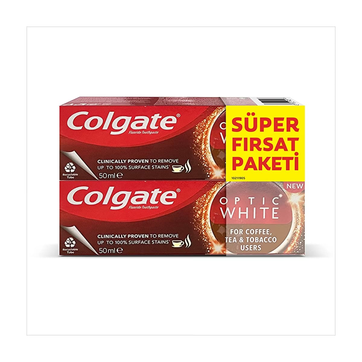Colgate Optic White Kahve, Çay ve Tütün Kullanıcıları İçin Beyazlatıcı Diş Macunu 50 ml x 2 - Gratis