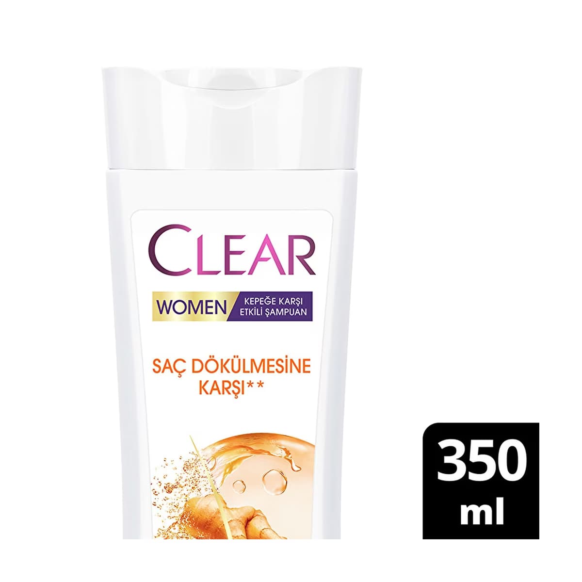 Clear Women Kepeğe Karşı Etkili Şampuan Saç Dökülmesine Karşı Zencefil Özü 350 ml - Gratis