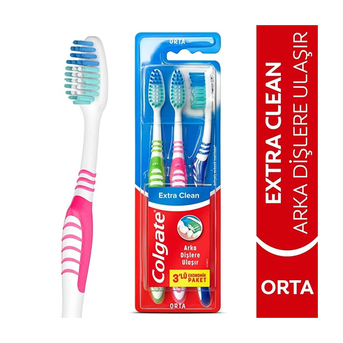 Colgate Extra Clean Orta Diş Fırçası 2+1 - Gratis