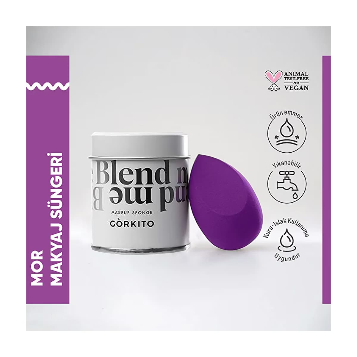 Görkito Makyaj Süngeri Mor - Gratis