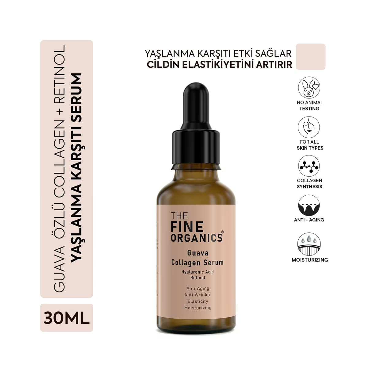 The Fine Organics Guava Özlü Collagen + Retinol Yaşlanma Karşıtı Yüz Serumu 30 ml - Gratis