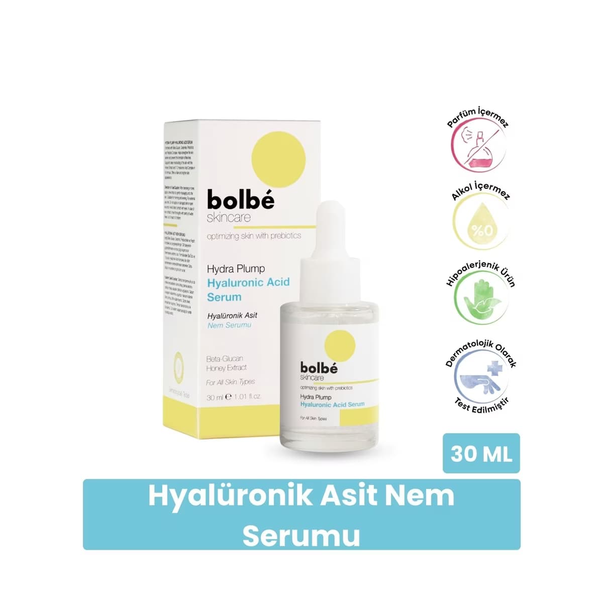 Bolbe Yoğun Nemlendirici, Dolgunlaştırıcı, Kırışıklık Karşıtı Peptitli Hyalüronik Asit Yüz Serumu 30 ml - Gratis