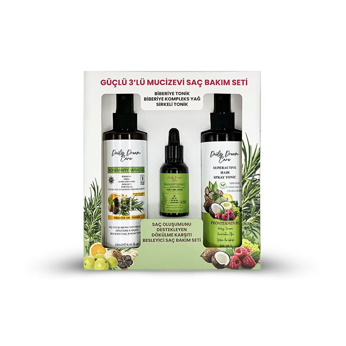 True Bee Daily Dream Care Rosemary Miracle Biberiye Bakımı 3'lü Set (Tonik + Serum) - Gratis