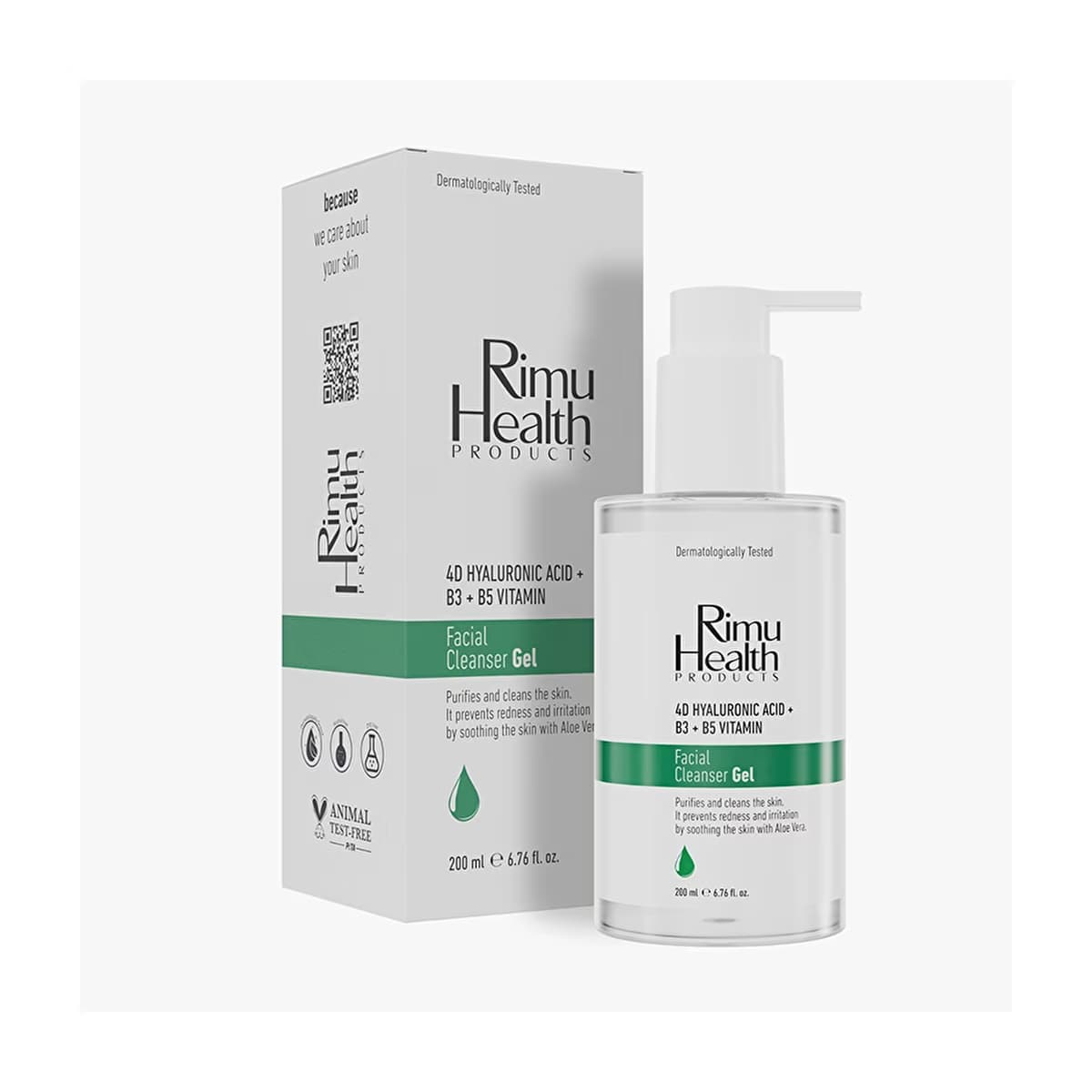 Rimu Health Yağlı & Karma Cilt Tipleri İçin Bariyer Onarıcı ve Nemlendirici Etkili Yüz Temizleme Jeli 200 ml (Hyaluronic Acid) - Gratis