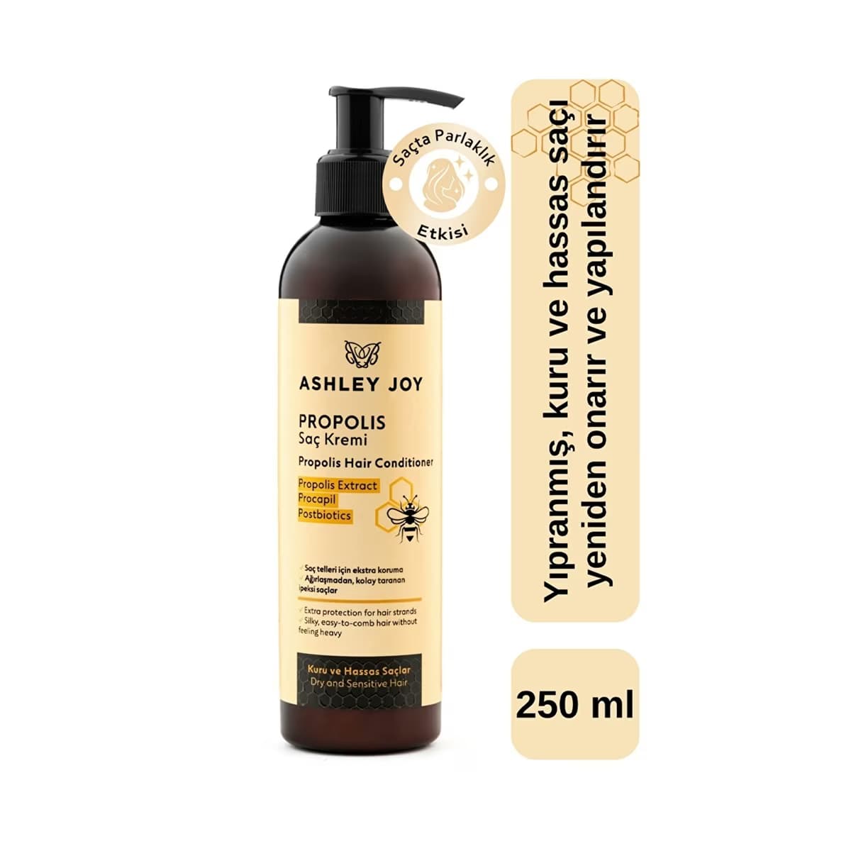 Ashley Joy Kuru ve Hassas Saçlar İçin Propolis Saç Kremi 250 ml - Gratis