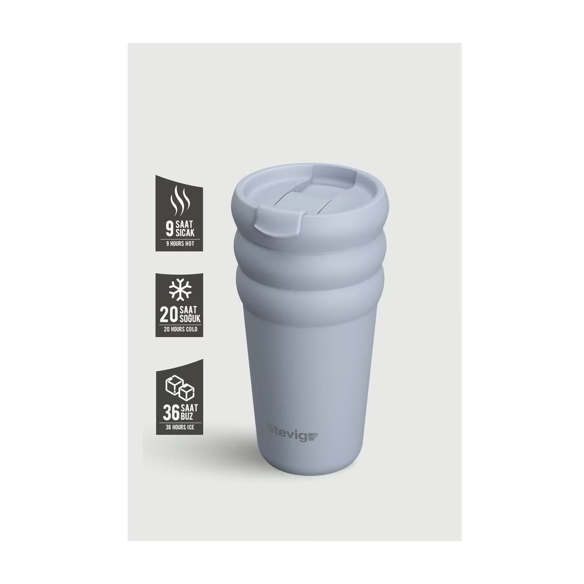 Stevig Bubble Çelik Termos 600 ml ST-246 Zen Blue - Gratis