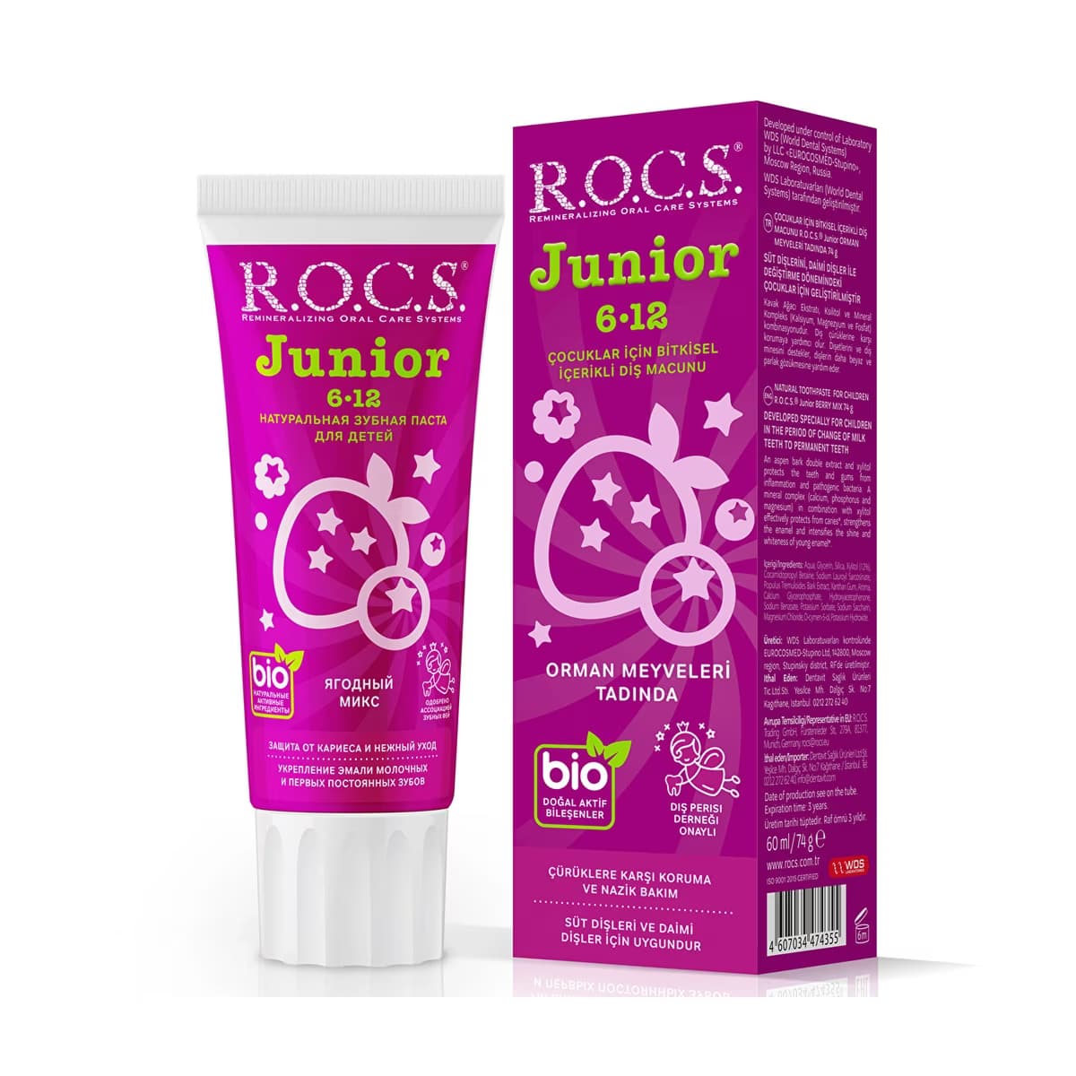 Rocs Junior 6-12 Yaş Diş Macunu Orman Meyveleri Tadında 60 ml - Gratis
