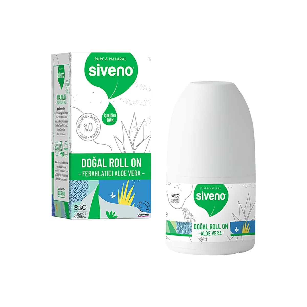 Siveno %100 Doğal Ferahlatıcı Aloe Vera Kadın Deodorant Roll-On 50 ml - Gratis